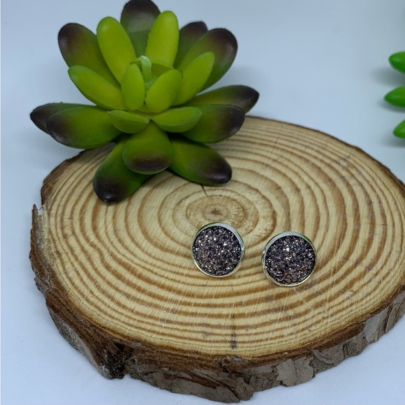 Sugar Druzy Multi Color Stainless Steel Earring Set - Picture 6 of 16